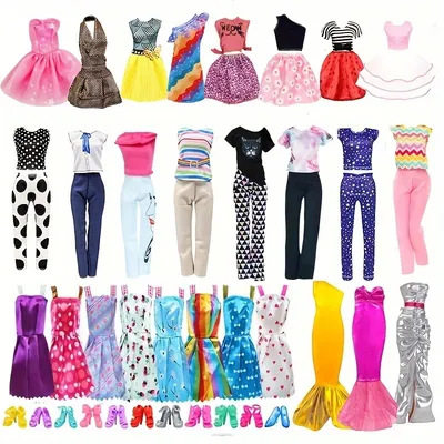 30Pcs Doll Clothes And Accessories Set for Girl Dolls Include 4Fashion Dresses 4Top And Pants 2Long
