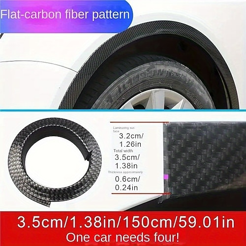 Universal Auto Radlaufleiste Gummikantenschutz mit starkem Klebeband, 3,5cm x 150cm schwarz, schützende Kotflügellippe für alle Fahrzeuge