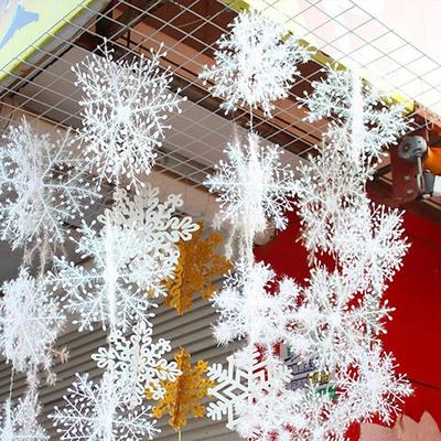 30pcs Christmas White Snowflake Decor Winter Xmas Party Item Hanging Decorations For Festive Occasions For Home Xmas Holiday Party Decor, Christmas Tree Decor Supplies