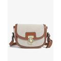 borsa a tracolla da donna - piccola borsa a tracolla con finiture in pelle vintage e chiusura con fibbia - beige e marrone, ideale per l'uso quotidiano e i viaggi