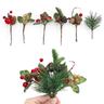 7pcs Christmas Berries Pine Branches, Artificial Red Berry Pine Branches Stems Artificial Xmas Picks, Berries Pine Cones for DIY Crafts Faux Pine Picks Spray for Xmas Holiday Craft Decor