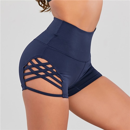 Per donna Shorts da Palestra Shorts da yoga Shorts da allenamento Taglio Vita Alta Pilates Allenamento in Palestra Allenamento Pantaloncini Tinta unica Nero Borgogna Blu scuro Gli sport Abbigliamento