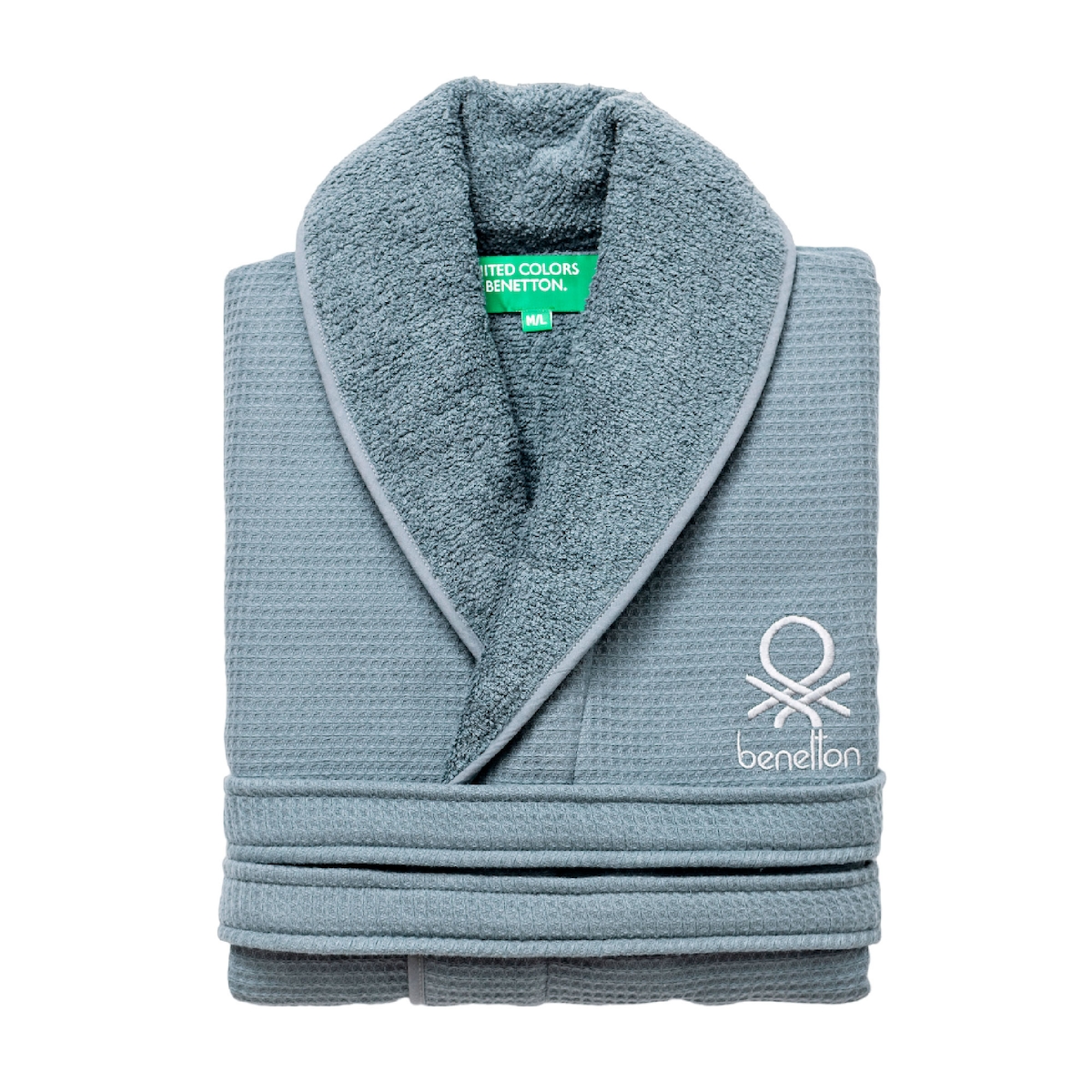 Benetton - Bademantel L-Xl 400 g/m², 100 % Baumwolle, Dunkelblau Image