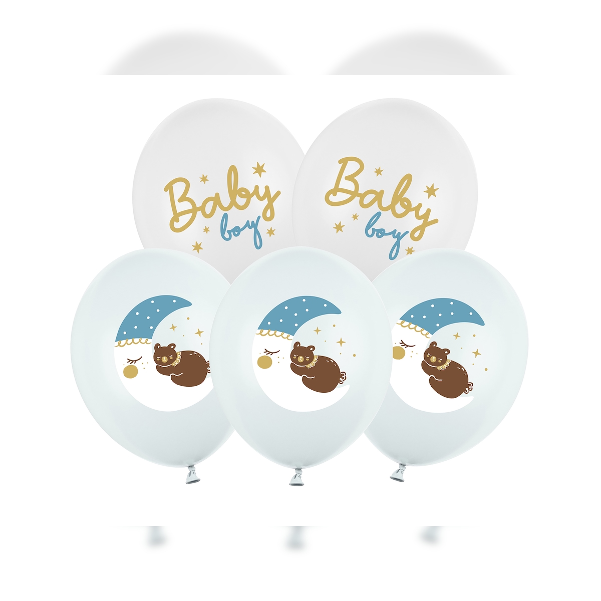 PartyDeco 6 Luftballons Baby Boy 30cm Latexballons Helium Ballons Geburt Taufe Geburtstag Ballonset Geburtstagsdeko Babyparty Deko Junge Weiß Hellblau Pastell Image
