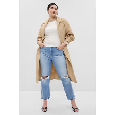 Gap Womens Light Blue High Waisted Cheeky Straight Leg Ripped Jeans - Light Blue