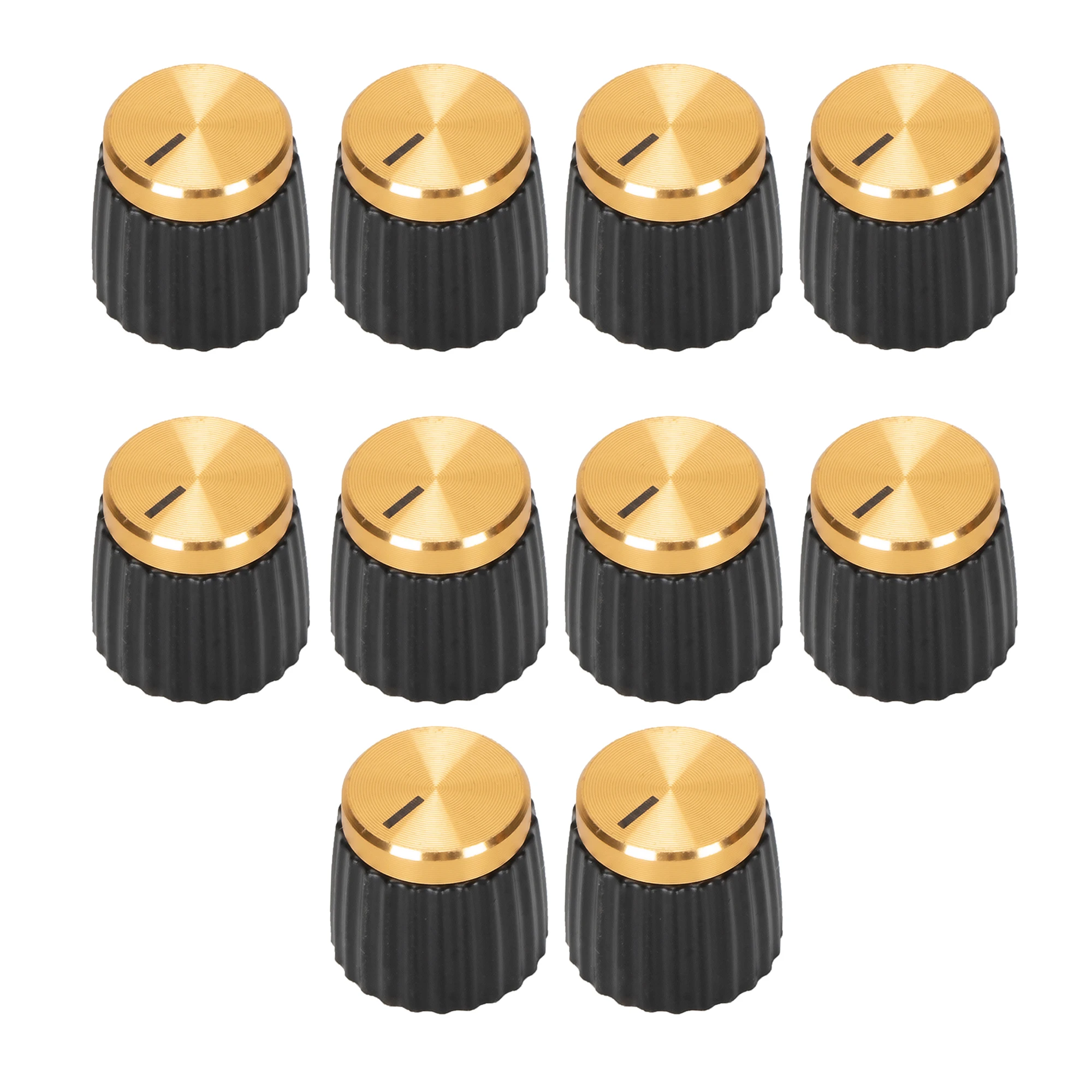 DAIERBUMP 10PCS 6,35 MM Potentiometer Knopf Gitarre AMP Verstärker Knopf Schwarz Volumen Control Knopf Für Elektrische Gitarre Pedal Image