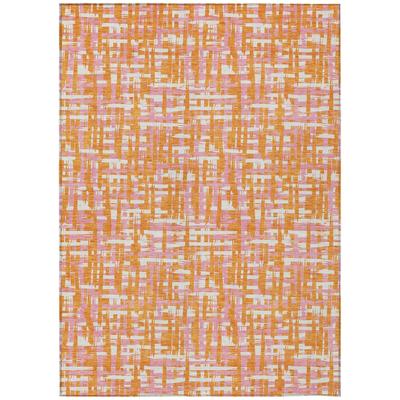 Machine Washable Indoor/ Outdoor Modern Crosshatch Chantille Rug