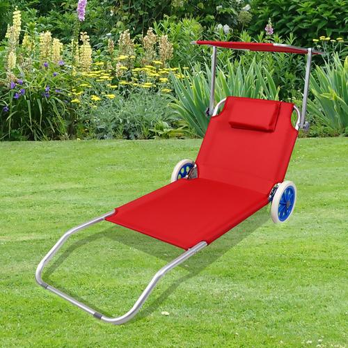 VCM Gartenliege Sonnenliege rollbar Rot