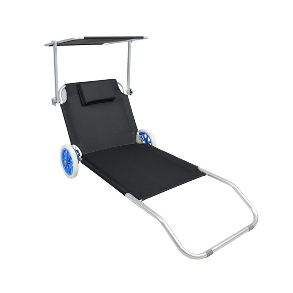 VCM Gartenliege Sonnenliege rollbar Schwarz