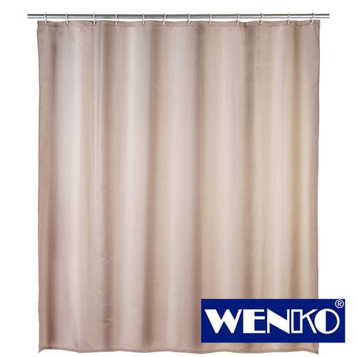 WENKO Anti-Schimmel Duschvorhang Uni Beige, Textil (Polyester), 180 x 200 cm, waschbar