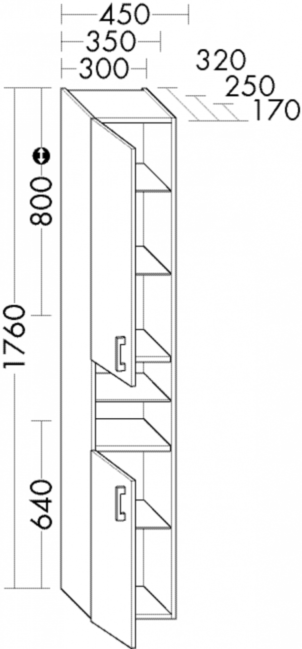 Burgbad Hochschrank Sys30 PG3 Diago 1760x450x170 Nussbaum Dekor Smartline, HSF4532RF6073 HSF4532RF6073 Image