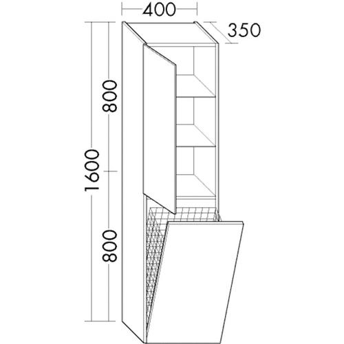 Burgbad Hochschrank Sinea Matt 1600x400x350 Grau Matt, HSQW040LF1776 HSQW040LF1776