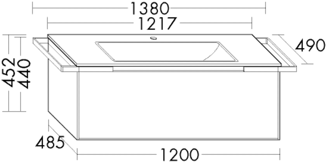 Burgbad Keramik Waschtisch-Set YSO PG2 HGL Eiche Authentic/Schwarz Matt, SFAC121F2184C0038 SFAC121F2184C0038 Image