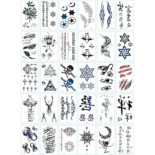 30 pcs Temporäre Tattoos Wasserdicht / Wegwerfbar Gesicht / Korpus / Hände Wassertransfer-Aufkleber Tätowierungsaufkleber