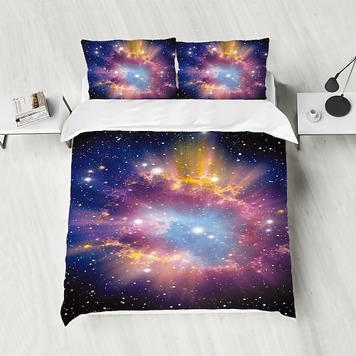 Galaxie Sternenhimmel Planet 3-teiliges Daunenbettbezug-Set für Hotelschlafzimmer Gästezimmer Gästezimmer Bettwäsche komfortables Set Image