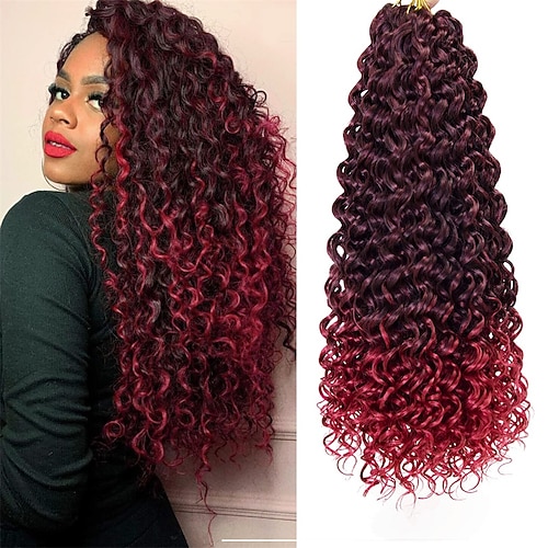 curl häkeln haar 18 zoll wasserwelle häkeln haar ombre synthetische böhmische häkeln geflecht tiefe welle flechten haarverlängerungen Image