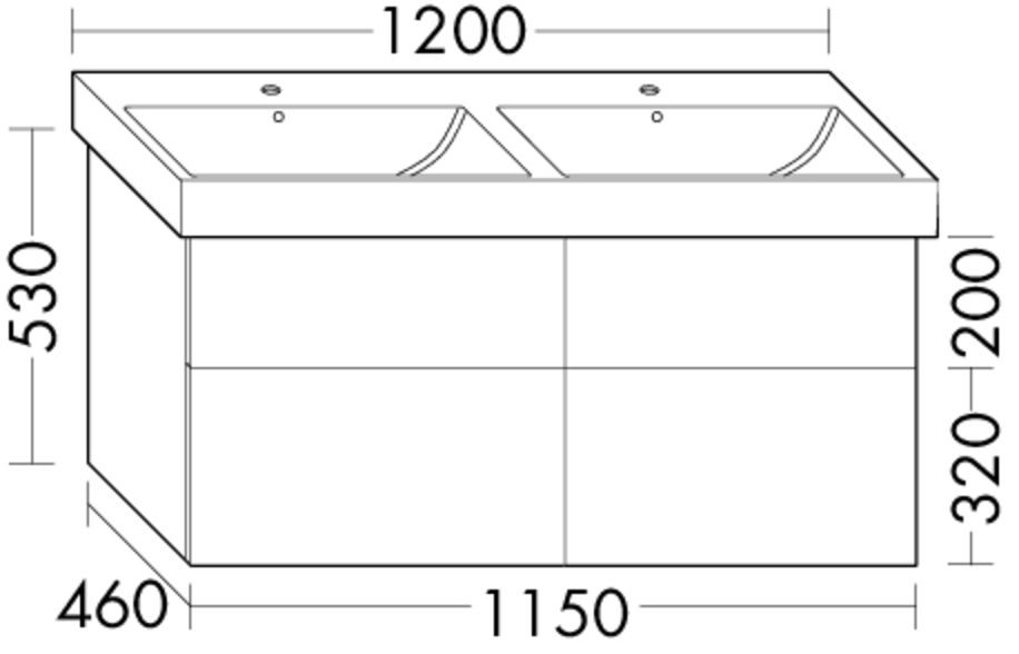 Burgbad Waschtischunterschrank zu Keramik Sys30 PG4 Sana 530x1150x460 Eiche Tabak, WUUF115F3448 WUUF115F3448 Image