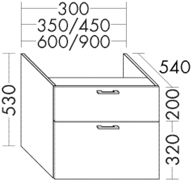 Burgbad Unterschrank Sys30 PG2 Echo 520x300x540 Leinengrau Hochglanz, WVIG030F3162 WVIG030F3162 Image