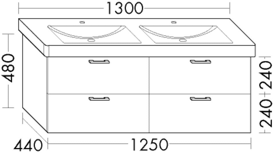 Burgbad Waschtischunterschrank Sys30 PG4 Sana 480x1250x440 Asteiche Natur, WWMN125F6025 WWMN125F6025 Image