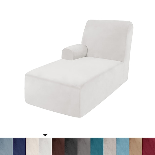 Samtbezug für Chaiselongue, Stretch-Sofabezüge für L-förmiges Sofa, passender weicher Chaiselongue-Kissenbezug, Sofabezug mit elastischem Boden Image