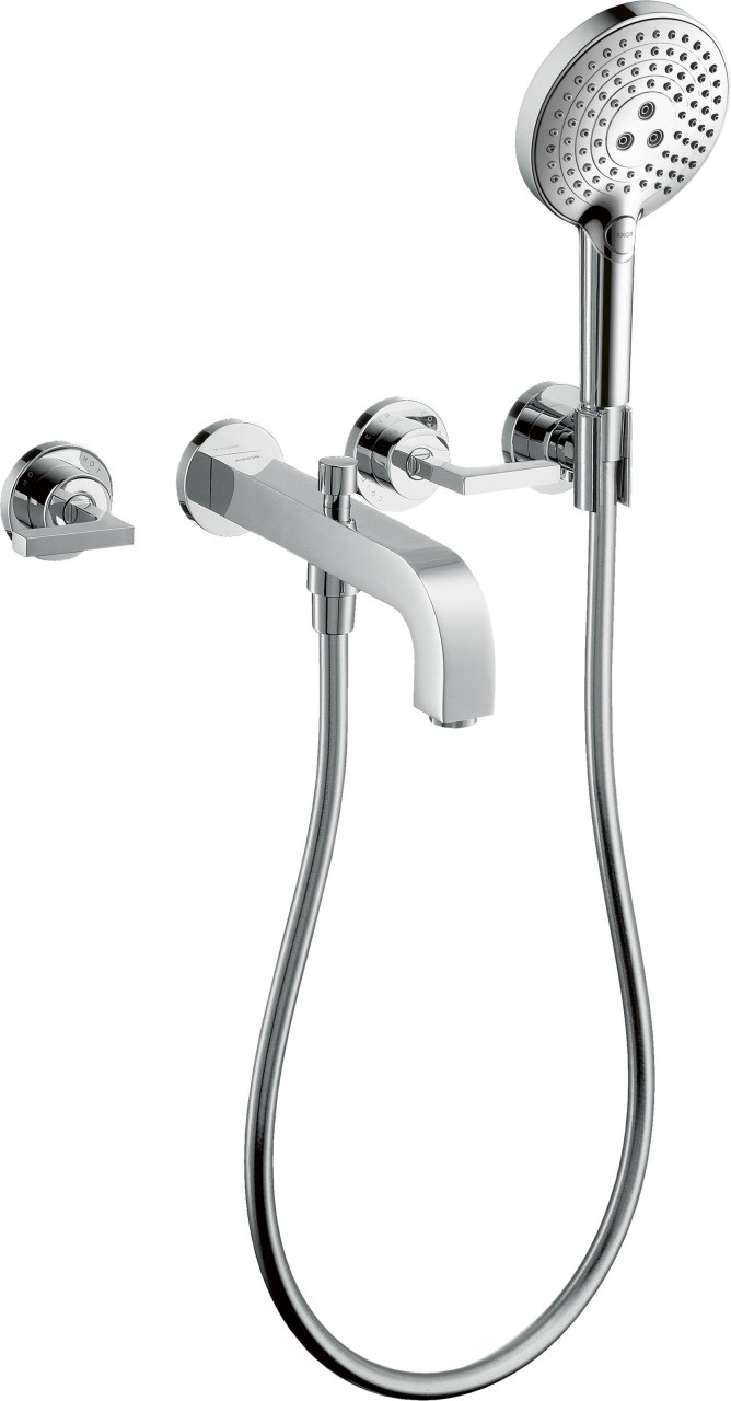 Hansgrohe 3-L.Wannenarmatur Axor Citterio F-Set Wand chrom Hebelgriff/Handbr.ohne Platte, 39448000 39448000 Image