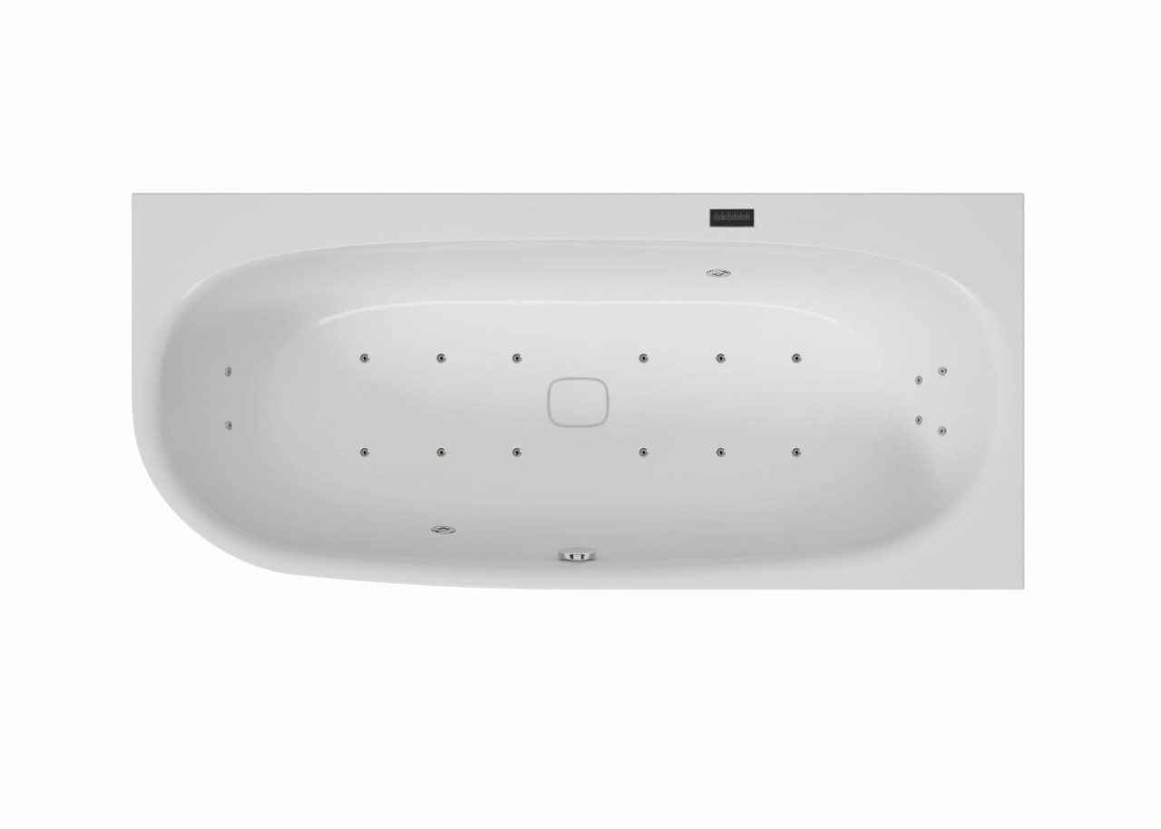 Hoesch Whirlpool iSensi Eck 1600x750 Monolith re. Überlaufschlitz, BiColor Weiß-Grau, 3972i.11230500 3972i.112305001 Image