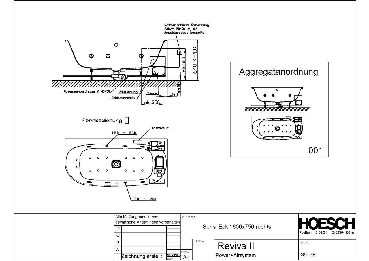 Hoesch Whirlpool iSensi Eck 1600x750 rechts Reviva II, Weiß/verchromt/Motor re, 3976E.010305002 3976E.010305002 Image