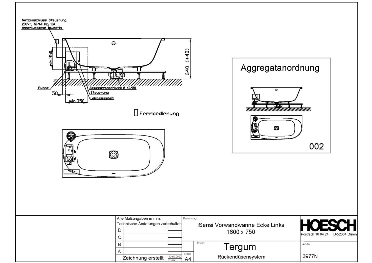 Hoesch Whirlpool iSensi Eck 1600x750 links Tergum, Weiß/verchromt/Motor links, 3977N.010305001 3977N.010305001 Image