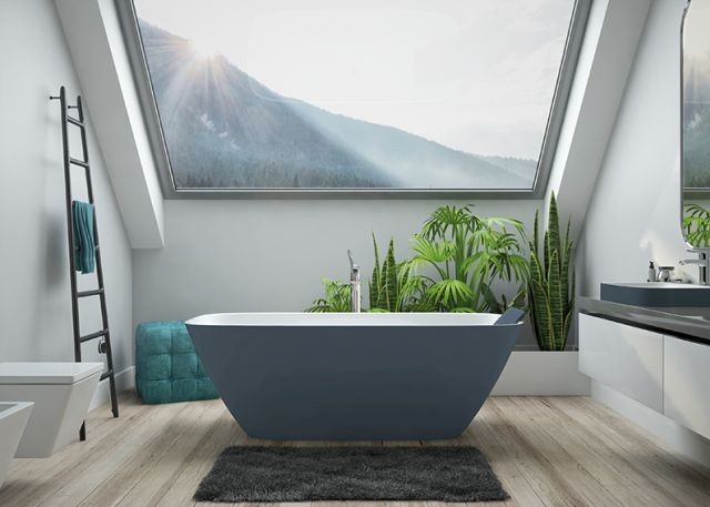 Hoesch Badewanne LaSenia 1800x800 freistehend flach, Solique BiColor Weiß-Schiefergrau, 4503L.112 4503L.112 Image