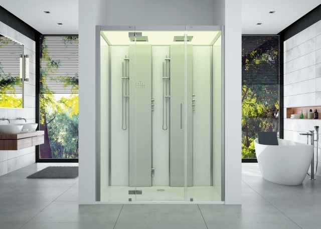 Hoesch DampfbadSensePerience RE 1800x1000 Vorw. DW Solique Weiß m. Antir., Wände Schwarz, 533381.010 533381.010552 Image