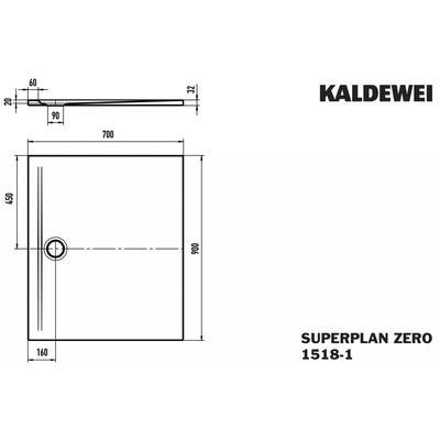 Kaldewei Duschwanne SUPERPLAN ZERO Mod.1518-1, 700 x 900, alpinweiß matt 351800010711 Image