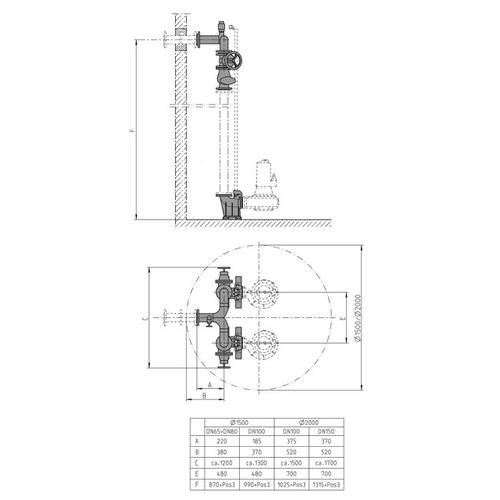 Jung Pumpen S-Zubehör Armaturen Dn100 F. Es D1500 JP48947