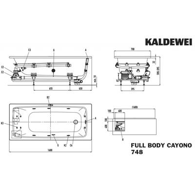 Kaldewei Badewanne CAYONO Mod.748 FULL BODY, 1600 x 700, alpinweiß,rechts,Sichtteile weiß 274860250001 Image