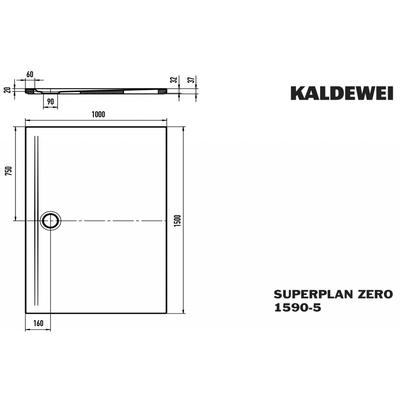 Kaldewei Duschwanne SUPERPLAN ZERO Mod.1590-5, 1000 x 1500, alpin. matt,PEFF,Wt extrafl. 359047983711 Image