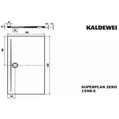 Kaldewei Duschwanne SUPERPLAN ZERO Mod.1598-5, 800 x 1600, alpin,PEFF,Wt extrafl. 359847983001 Image