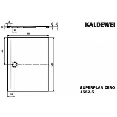 Kaldewei Duschwanne SUPERPLAN ZERO Mod.1552-5, 800 x 1200, alpin. matt,Wt extrafl. 355247980711 Image