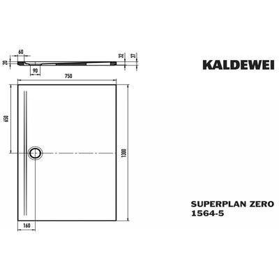 Kaldewei Duschwanne SUPERPLAN ZERO Mod.1564-5, 750 x 1300, sm100,SEC,Wt extrafl. 356447982676 Image