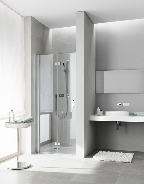 Kermi Pendel-Falttür Diga 2DR 0900x2000, silber hochglanz, ESG Opaco, DI2DR09020VUK DI2DR09020VUK Image