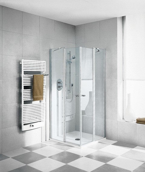 Kermi Eck-Halbteil rechts Ibiza 2000 EOR 0800x1850, silber mattglanz, ESG klar mit KermiClean I2EOR080181PK Image