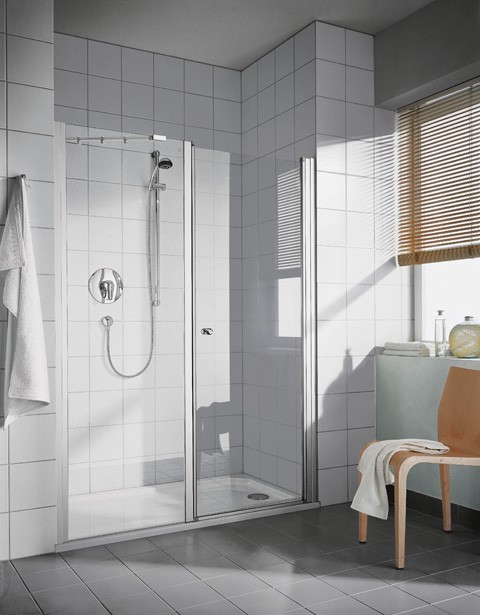 Kermi Schwingtür Ibiza 2000 SOL 1300x2000, silber mattglanz, ESG klar mit KermiClean I2SOL130201PK Image