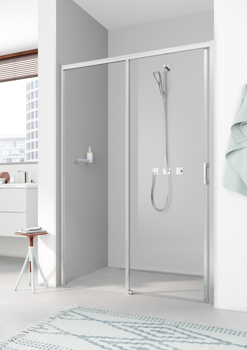 Kermi Gleittür Liga D2L 1450x2000, silber hochglanz, ESG klar mit KermiClean, LID2L14520VPK LID2L14520VPK Image