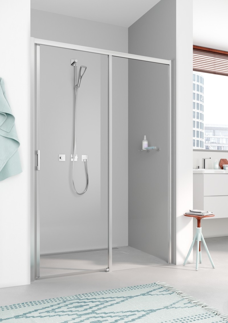 Kermi Gleittür Liga D2R 1830x2000 GAK: 1780-1830, silber mattglanz ESG klar mit KermiClean LID2R183201PK Image