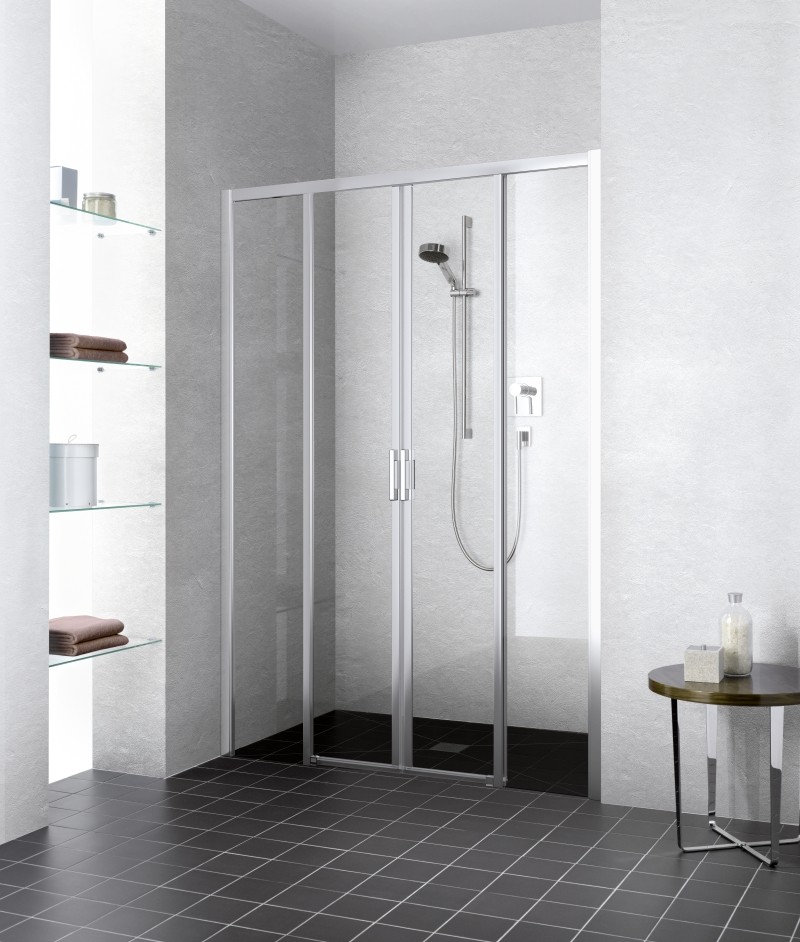 Kermi Gleittür Liga D4B 1230x2000, silber mattglanz ESG klar LID4B123201AK Image