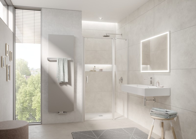 Kermi Pendeltür Liga 1GR 1050x2000, silber hochglanz, ESG klar, LI1GR10520VAK LI1GR10520VAK Image