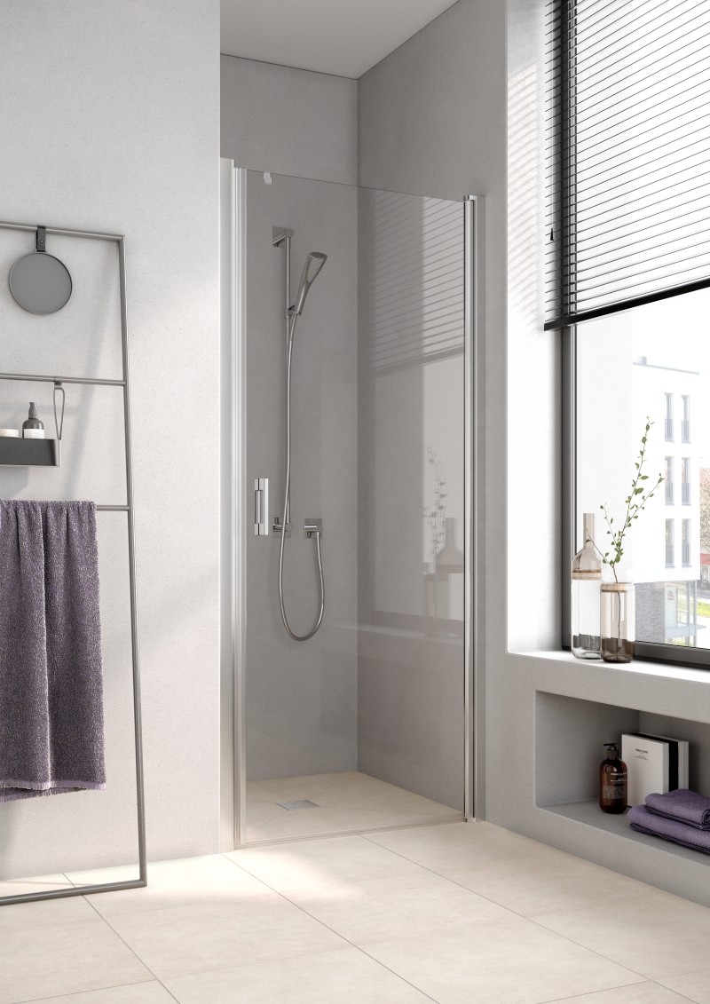 Kermi Pendeltür Liga 1WR 1030x1850, silber hochglanz ESG klar mit KermiClean LI1WR10318VPK Image