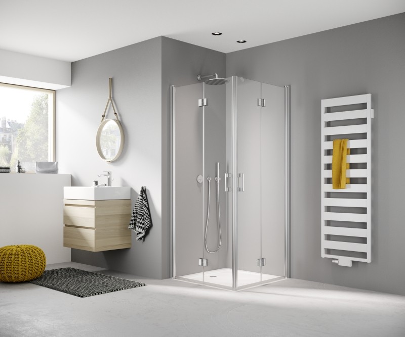 Kermi Eck-Halbteil rechts Liga 2CR 1030x1850, silber mattglanz, ESG klar mit KermiClean LI2CR103181PK Image