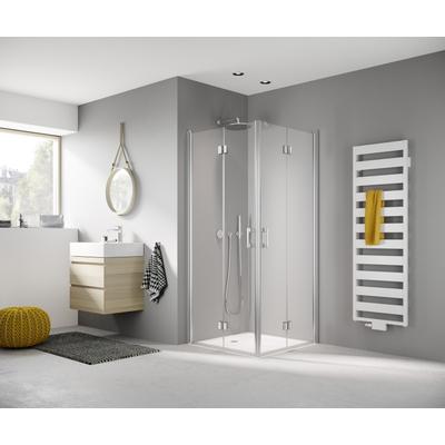 Kermi Eck-Halbt. re Liga 2CR 1100x1850 BV: 1075-1100, silber hochglanz ESG klar mit KermiClean LI2CR11018VPK Image