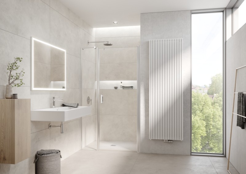 Kermi Pendeltür LIGA 1OR 1230x1850, silber hochglanz ESG klar LI1OR12318VAK Image