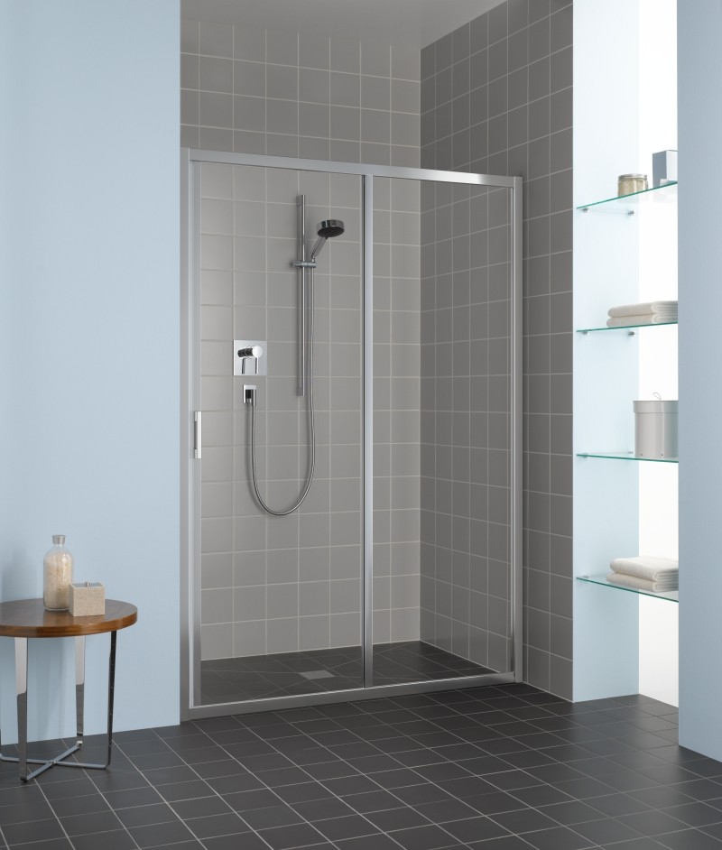 Kermi Gleittür Liga G2R 1450x1850, silber mattglanz ESG klar mit KermiClean LIG2R145181PK Image