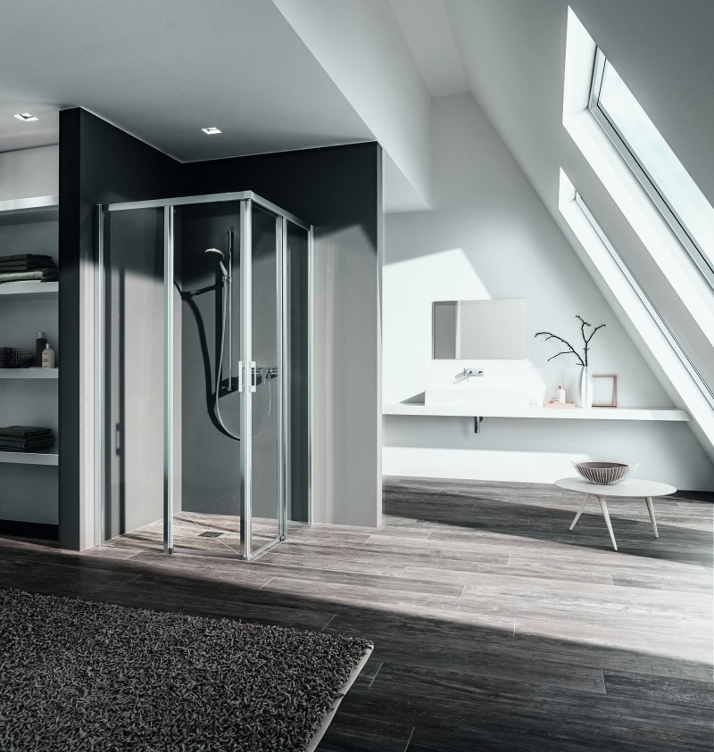 Kermi Eck-Halbteil rechts Liga C2R 0750x1850, silber mattglanz, ESG klar, LIC2R075181AK LIC2R075181AK Image